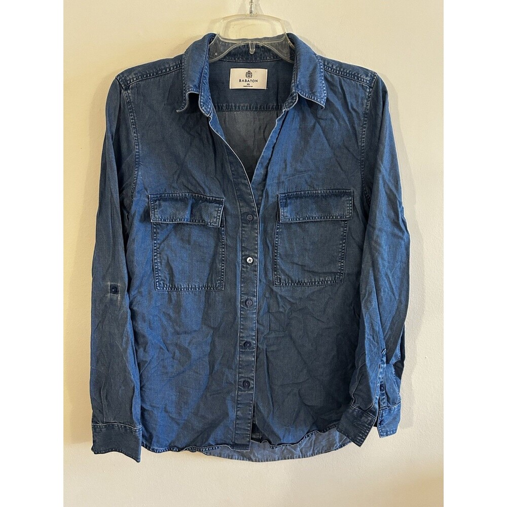 Babaton Aritzia Button Down Denim Long Sleeve Shirt Women’s Size XS
